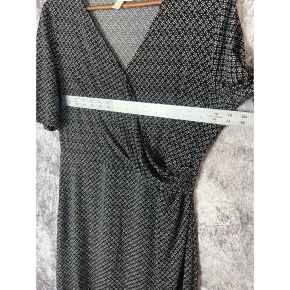 Dana Buchman Black Diamond Floral Pattern Wrap Dress Women's Large - Picture 7 of 10